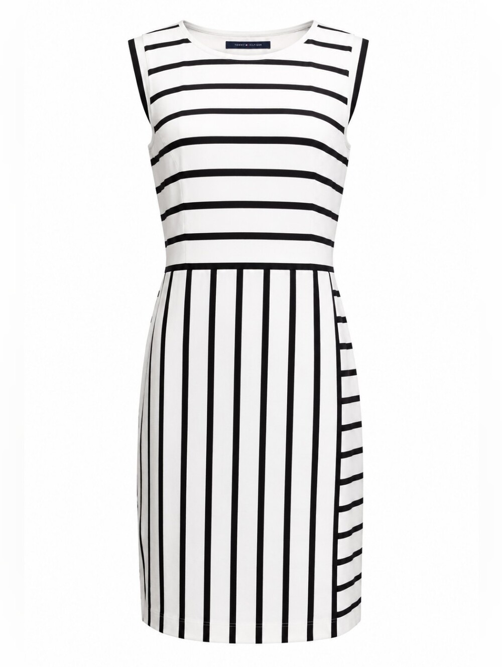 Tommy Hilfiger Striped Shift Dress Black White Nautical Preppy Size 8